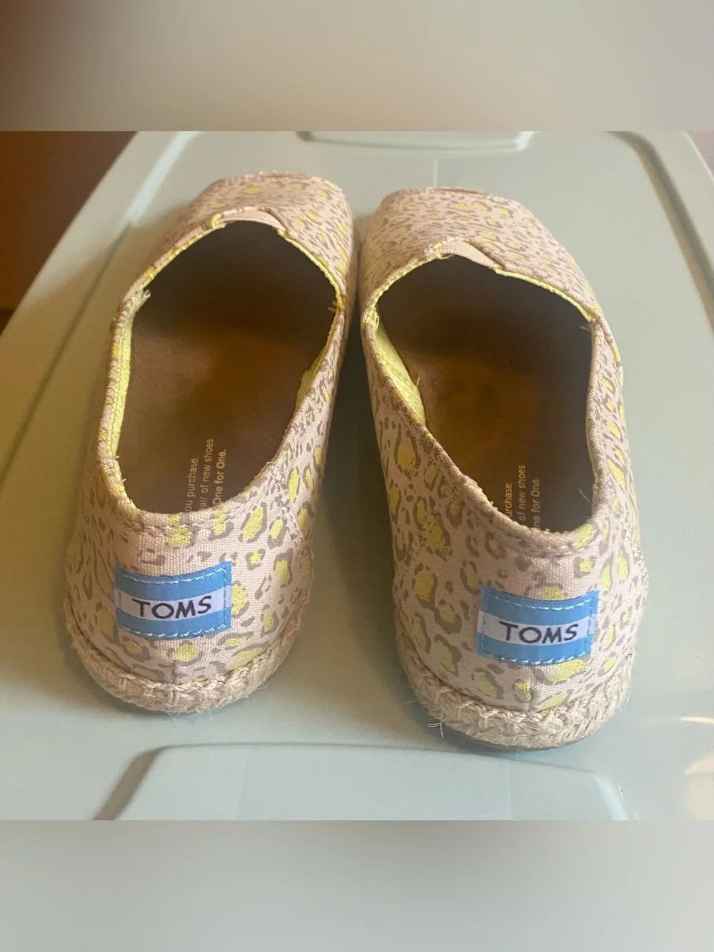 TOMS Alpargata Open Toe Espadrille Sandals Limeade Bobcat Leopard Print Boho